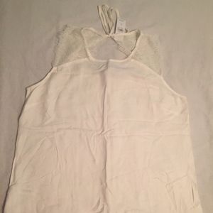 NWT - LOFT Cream Sleeveless Top w/ Lace